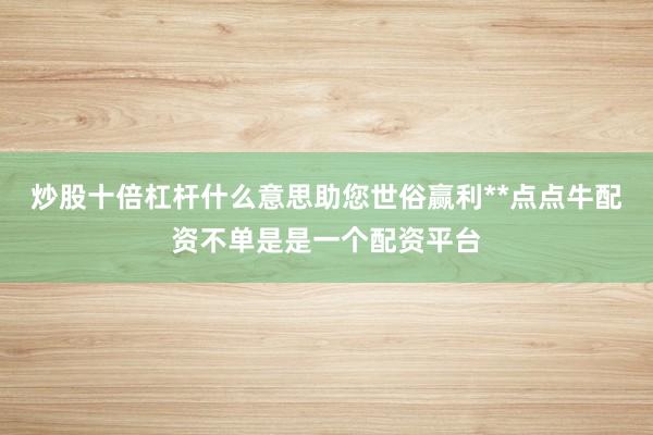 炒股十倍杠杆什么意思助您世俗赢利**点点牛配资不单是是一个配资平台