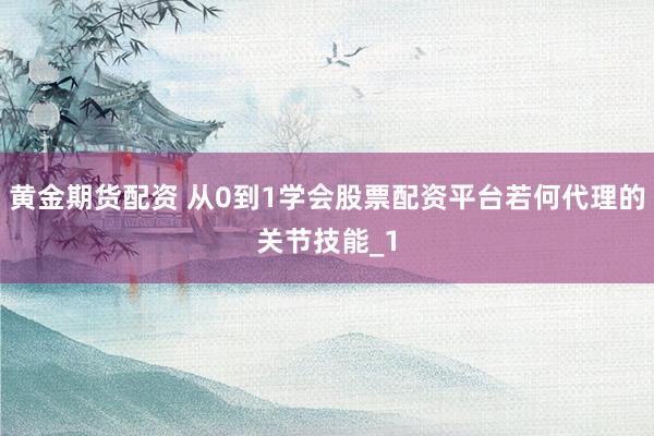 黄金期货配资 从0到1学会股票配资平台若何代理的关节技能_1